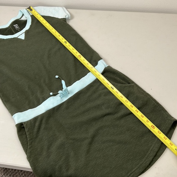 Title Nine Colorblock dress with drop drawstring waist French terry olive & mint - Picture 10 of 10
